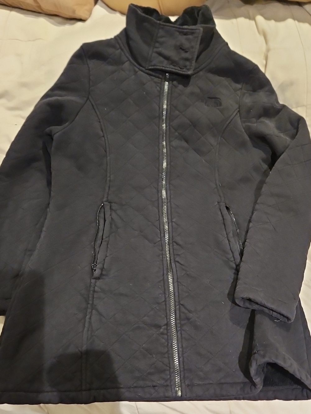 The North Face Women's Quilted Charcoal Zip-Front Puffer Coat